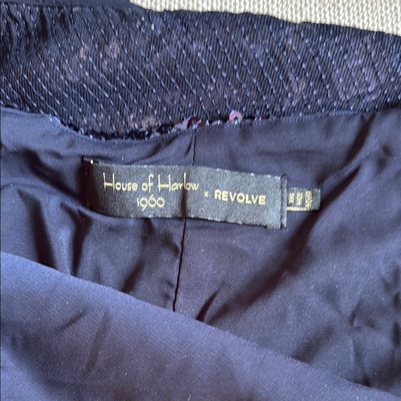 House of Harlow 1960 Navy Sequin Fringe Midi Skirt - Picture 5 of 5